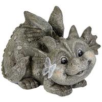 Dekodrache Barry L/B/H: ca. 22/32,5/24 cm - Grau, KONVENTIONELL, Stein (22/32,5/24cm) - Ondega