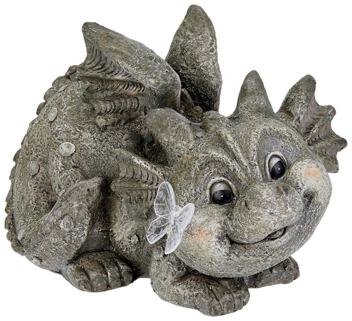 Dekodrache Barry L/B/H: ca. 22/32,5/24 cm - Grau, KONVENTIONELL, Stein (22/32,5/24cm) - Ondega