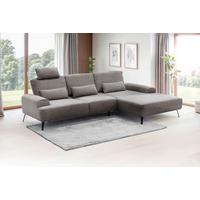 Ecksofa Astoria Graubraun S: 305x178cm - Graubraun/Schwarz, Design, Textil (305/178cm) - Livetastic