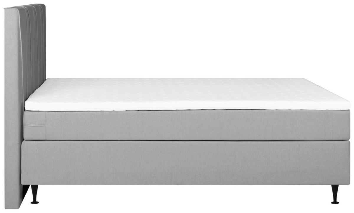 Boxspringbett Mit Topper 180x200 Cm Wels, Grau - Schwarz/Grau, MODERN, Textil (180/200cm) - MID.YOU