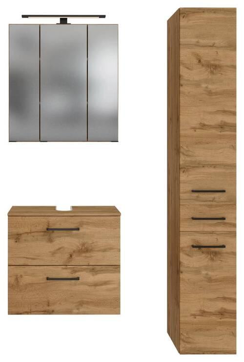 Badmöbel-Set Manchester B: 90 cm Eiche Wotan Dekor - Eichefarben, MODERN, Holzwerkstoff (90cm) - Held
