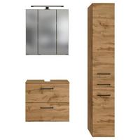 Badmöbel-Set Manchester B: 90 cm Eiche Wotan Dekor - Eichefarben, MODERN, Holzwerkstoff (90cm) - Held