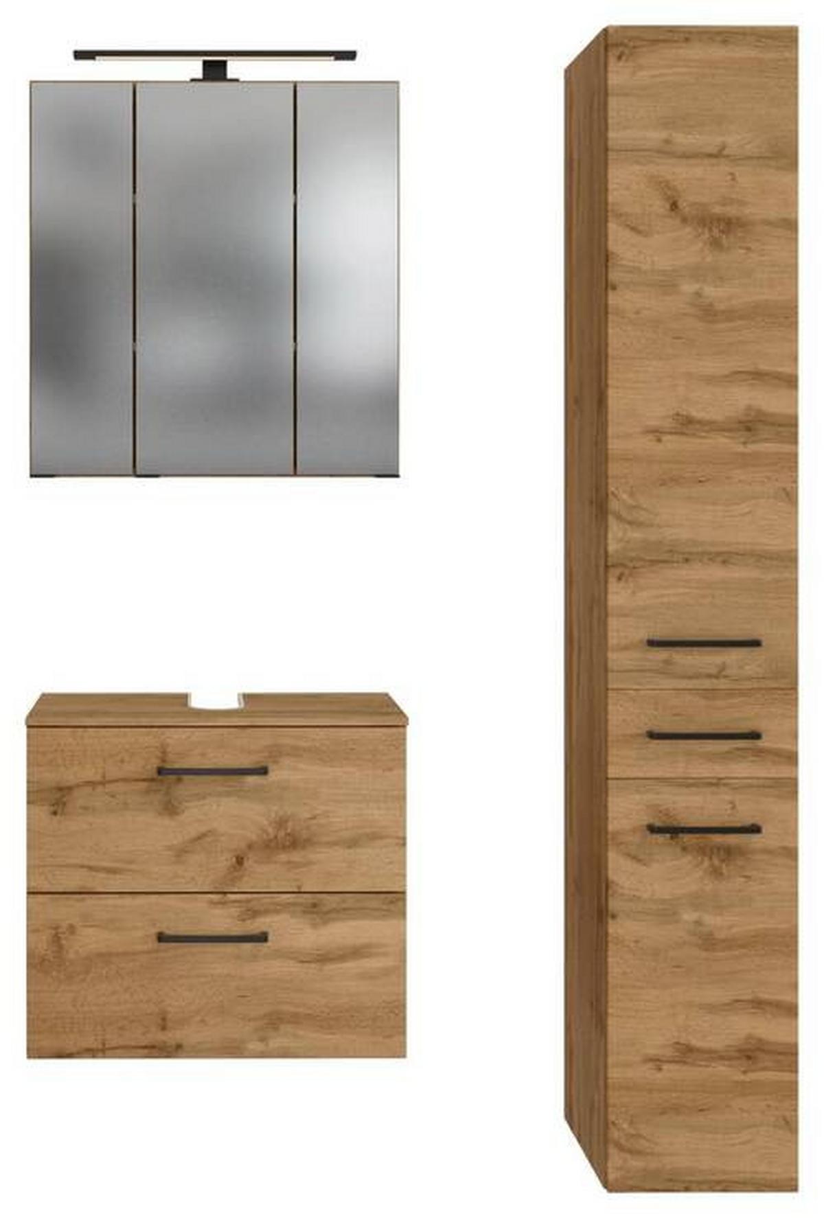 Badmöbel-Set Manchester B: 90 cm Eiche Wotan Dekor - Eichefarben, MODERN, Holzwerkstoff (90cm) - Held