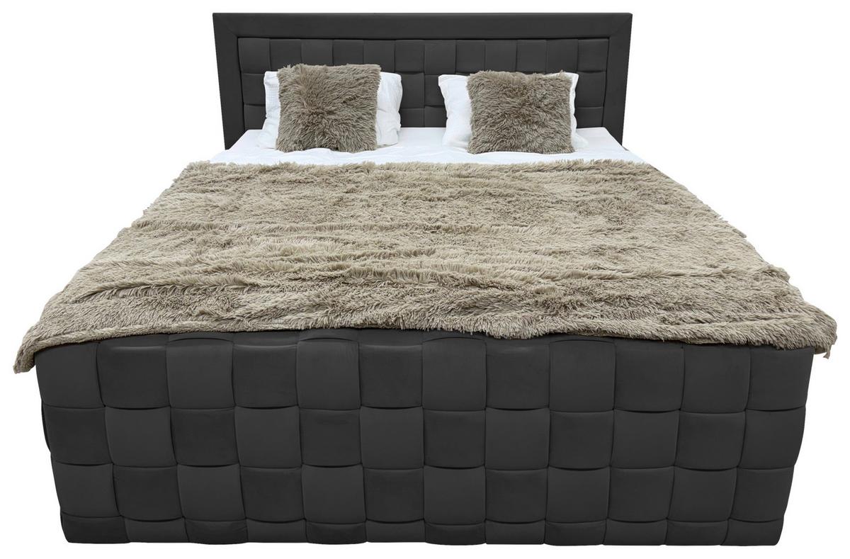 Boxspringbett Grenada Schwarz Lf: 180x200 cm - Schwarz, MODERN, Textil (180/200cm) - Livetastic