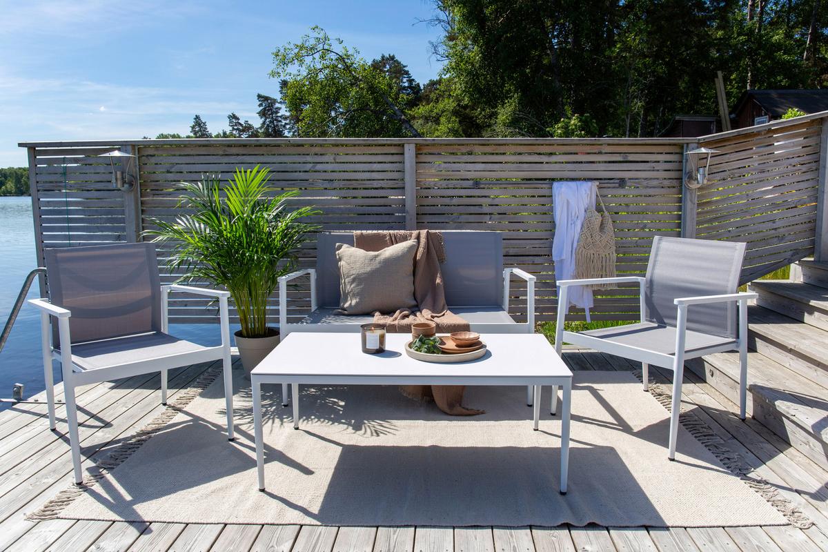 Loungegarnitur Break - Weiß/Grau, KONVENTIONELL, Glas/Textil - Gardenson