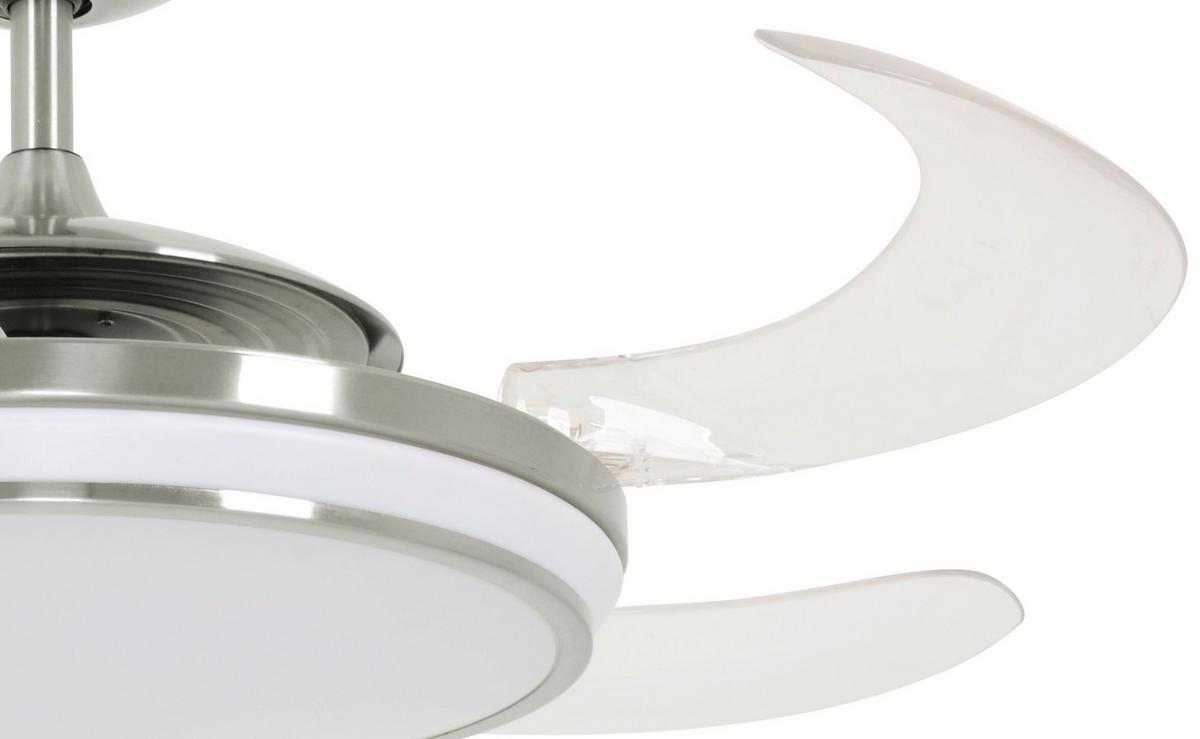 Deckenventilator Fanaway Chrom 4 Flüge, LED-Leuchte - Klar/Chromfarben, Basics, Kunststoff/Metall (122/41cm) - P & B