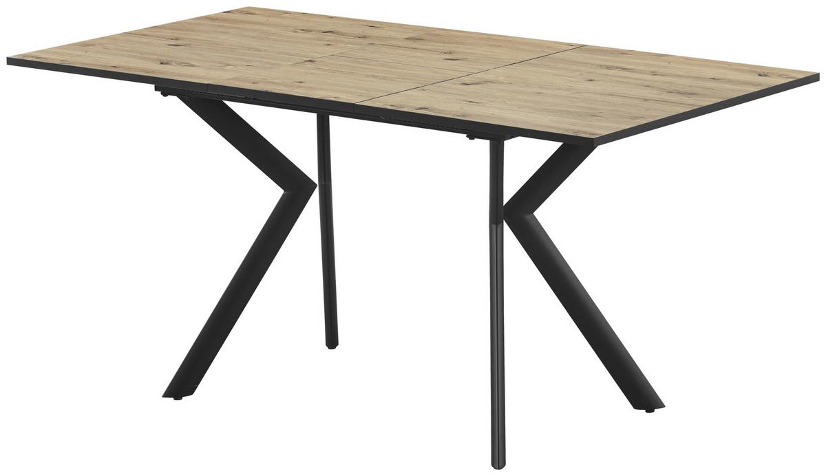 Ausziehtisch Marcel Giga 120AZ Melamin Eiche, B: 120-160cm - Eichefarben/Schwarz, MODERN, Holzwerkstoff/Metall (120-160/80/76cm)