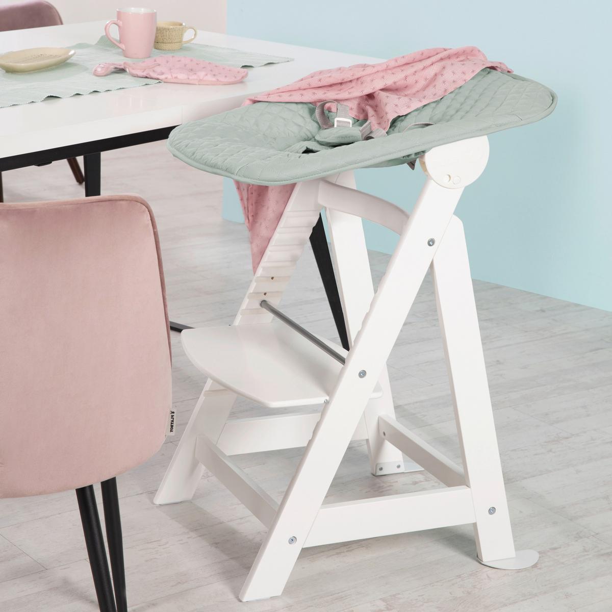 Hochstuhl Weiß/pastellgrün Mit Sitz/liegefunktion - Pastellgrün/Weiß, Basics, Holzwerkstoff/Textil (46/94/66,5cm) - Roba