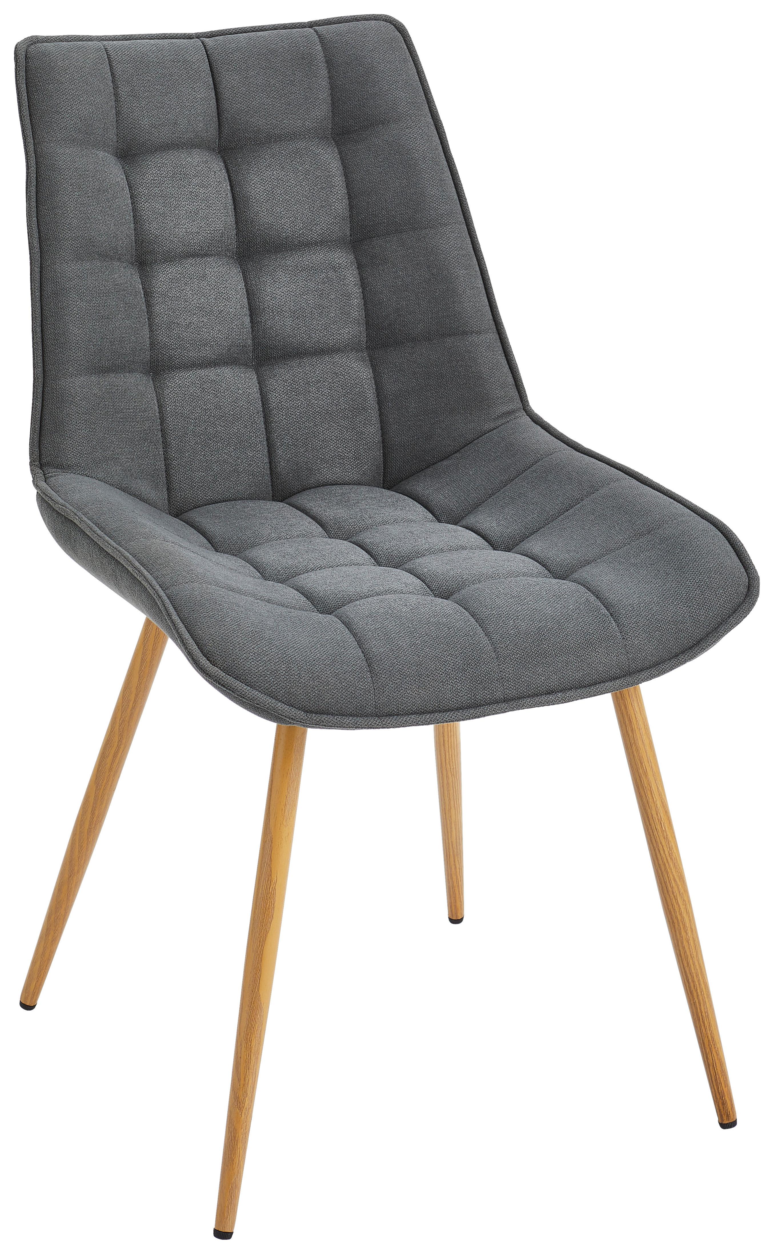 Stuhl Lena Grau/Eichefarben B: 51 cm - Eichefarben/Grau, MODERN, Textil/Metall (51/88/62cm) - Livetastic