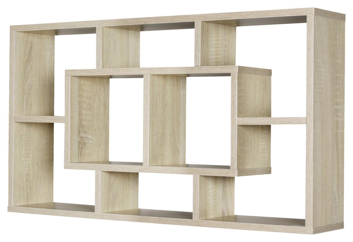 Wandregal Alex B: 85 cm Eiche Dekor 8 Fächer - Eichefarben, KONVENTIONELL, Holzwerkstoff (85/47,5/16cm) - MID.YOU
