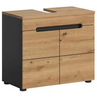 Waschbeckenunterschrank Canu Eiche Artisan Dekor Dunkelgrau - Dunkelgrau/Schwarz, MODERN, Holzwerkstoff (63/55/34cm) - MID.YOU