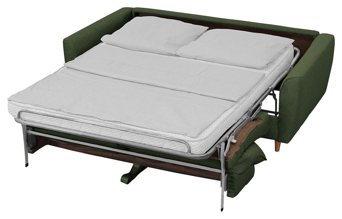 Schlafsofa Winter Dunkelgrün B: 195 cm - Dunkelgrün/Buchefarben, Design, Textil (195/90/102cm) - Livetastic