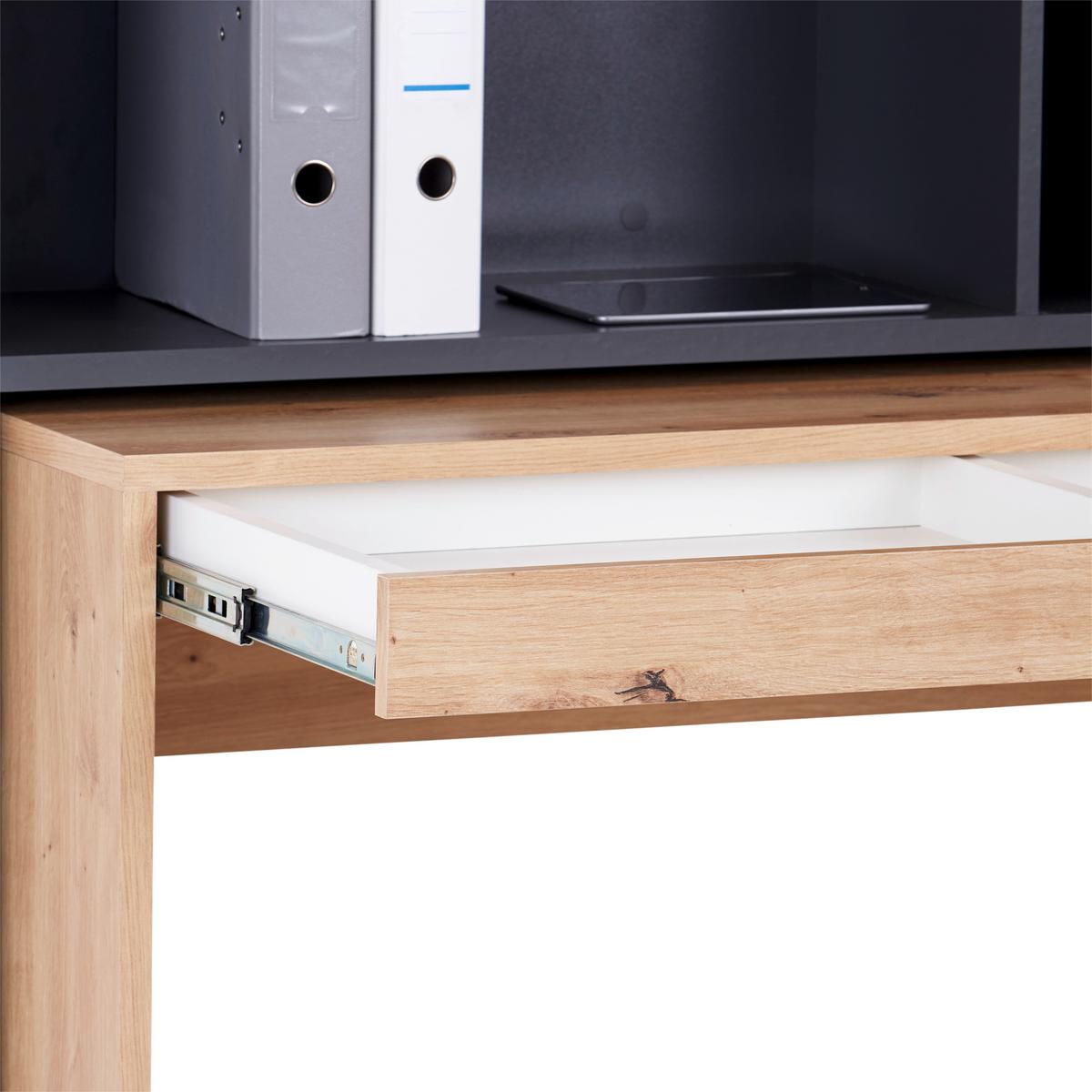 Schreibtisch mit Stauraum B: 150 cm Anthrazit/Eiche Dekor - Anthrazit/Eiche Artisan, MODERN, Holzwerkstoff (150/118,7/52,8cm)