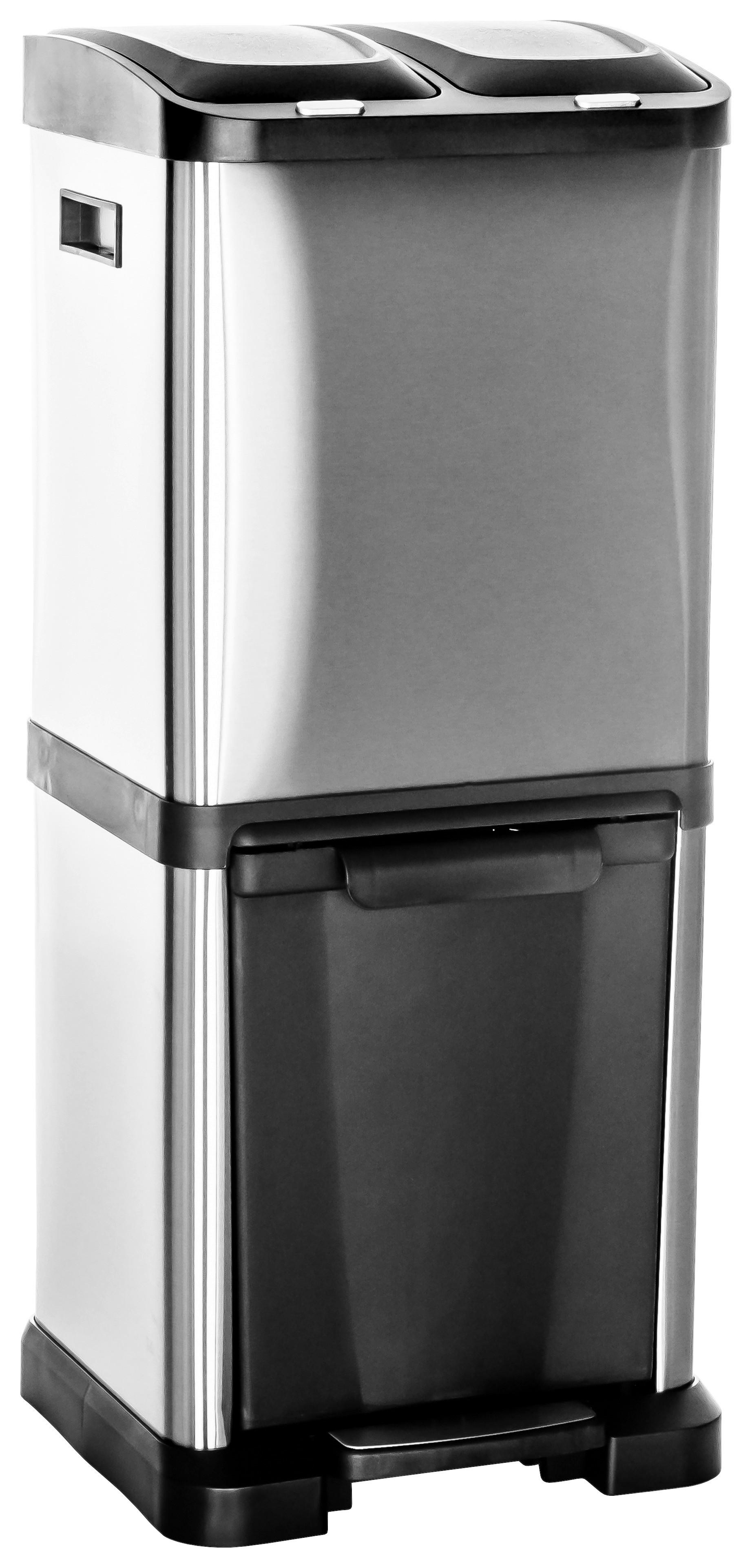 Abfallsammler Clean Vii - Silberfarben/Schwarz, Basics, Kunststoff/Metall (32/78/32cm) - MID.YOU