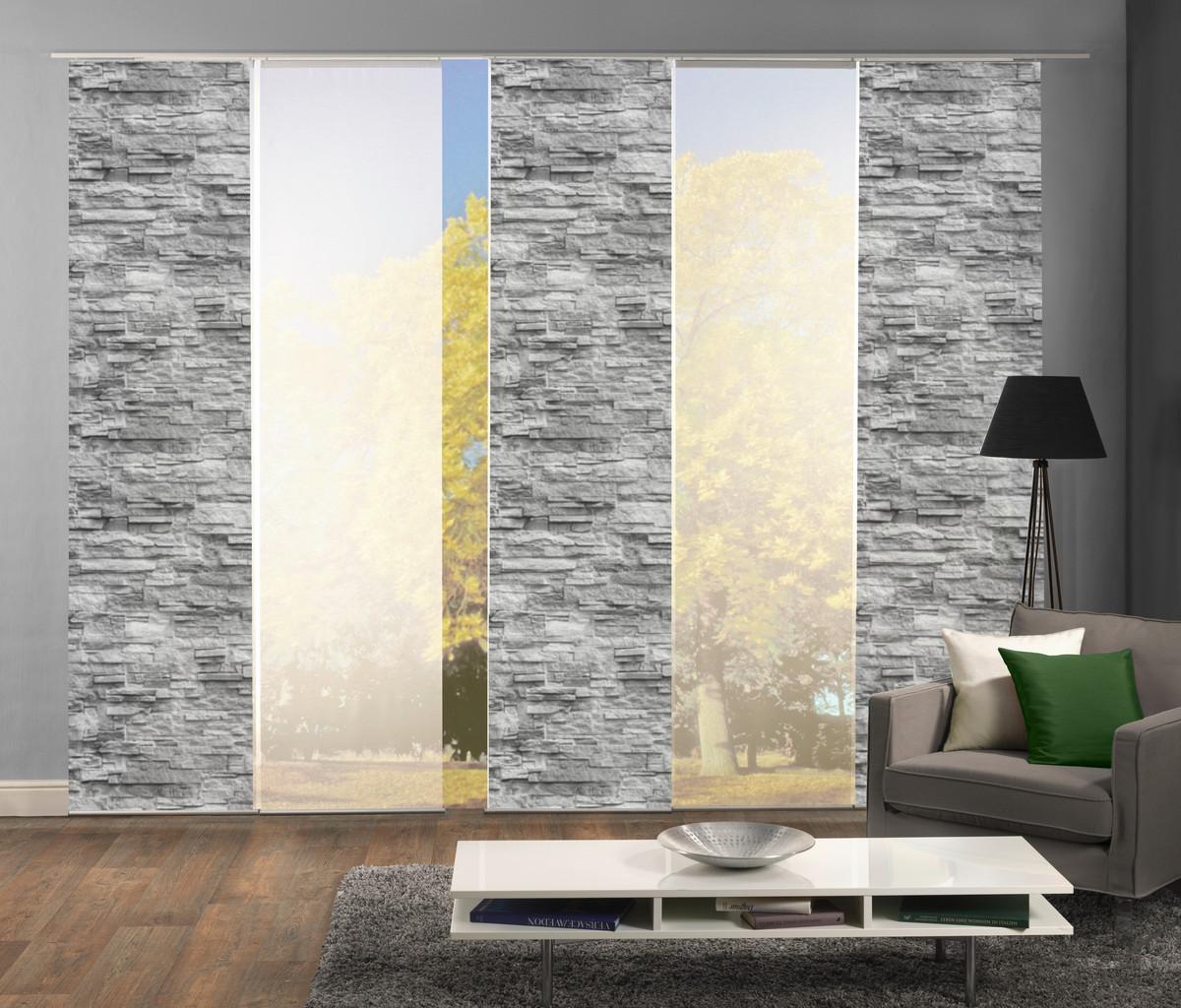 Flächenvorhang 5er Set Wallis - Anthrazit, Design, Textil (60/245cm) - Schmidt W. Gmbh