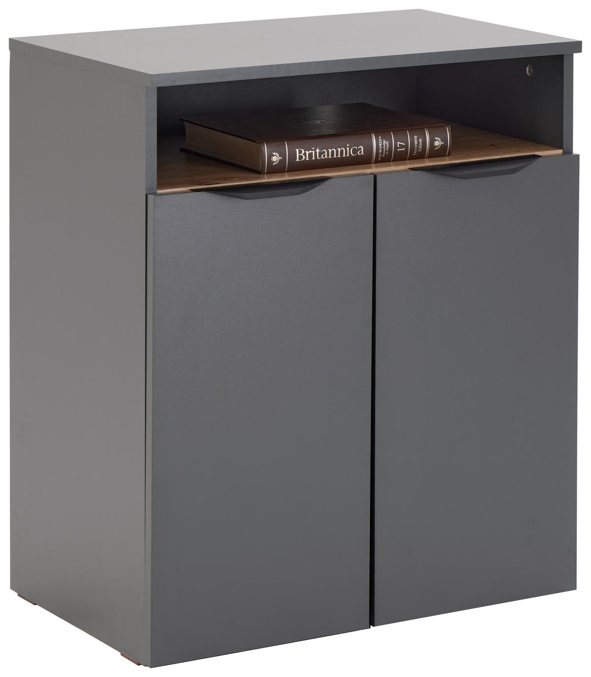 Aktenschrank Carlos 2-Türig Eiche Artisan, B: 64,5 cm - Anthrazit/Eiche Artisan, Trend, Holzwerkstoff (64,5/74,2/40cm)