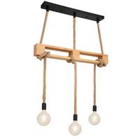 Häneleuchte H: 120 cm 3-Flammig, Industrial Style - Schwarz/Braun, Natur, Naturmaterialien/Holz (83/10/120cm) - Globo
