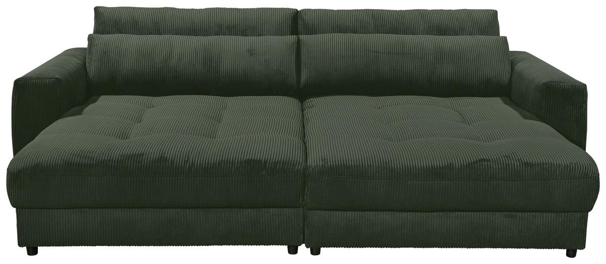 Big Sofa Barura Loveseat Dunkelgrün Cord - Dunkelgrün/Schwarz, KONVENTIONELL, Holzwerkstoff/Textil (292/90/194cm) - MID.YOU