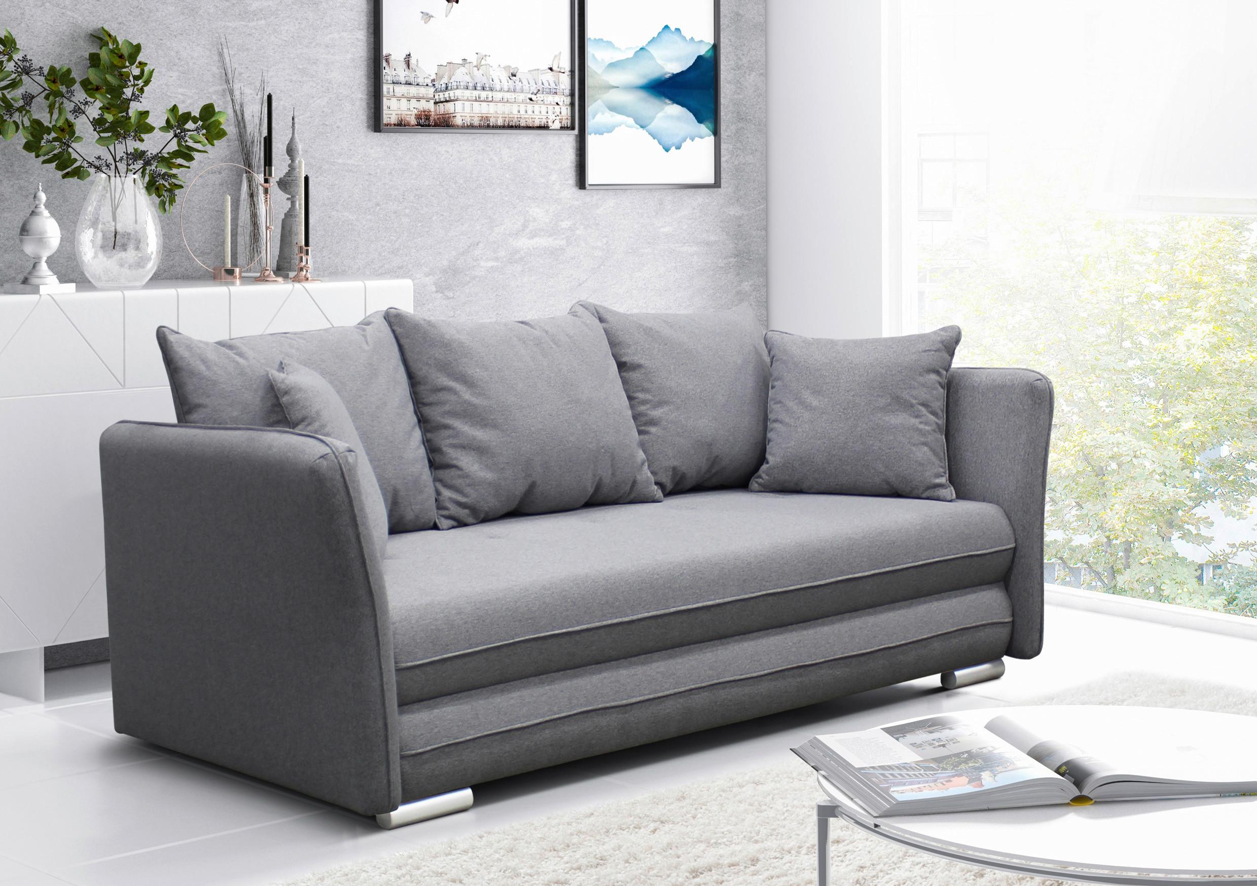 2-sitzer-sofa Mit Schlaffunkt. Modiund Bettkasten Grau - Silberfarben/Grau, Design, Textil (235/83/106cm) - MID.YOU