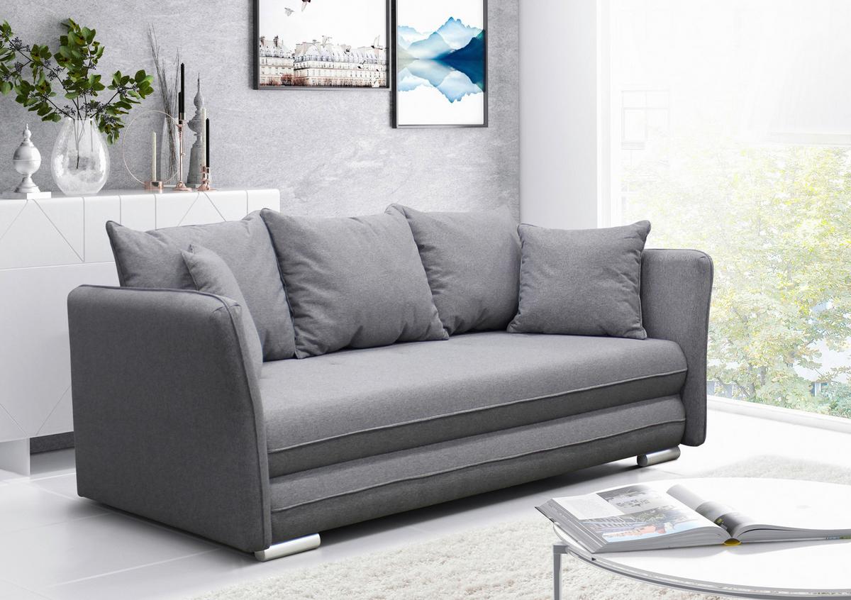 2-sitzer-sofa Mit Schlaffunkt. Modiund Bettkasten Grau - Silberfarben/Grau, Design, Textil (235/83/106cm) - MID.YOU