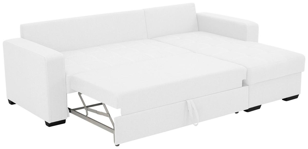 Eckschlafsofa Mediolan Weiß S: 240x160 cm - Schwarz/Weiß, Design, Textil (240/160cm) - Livetastic