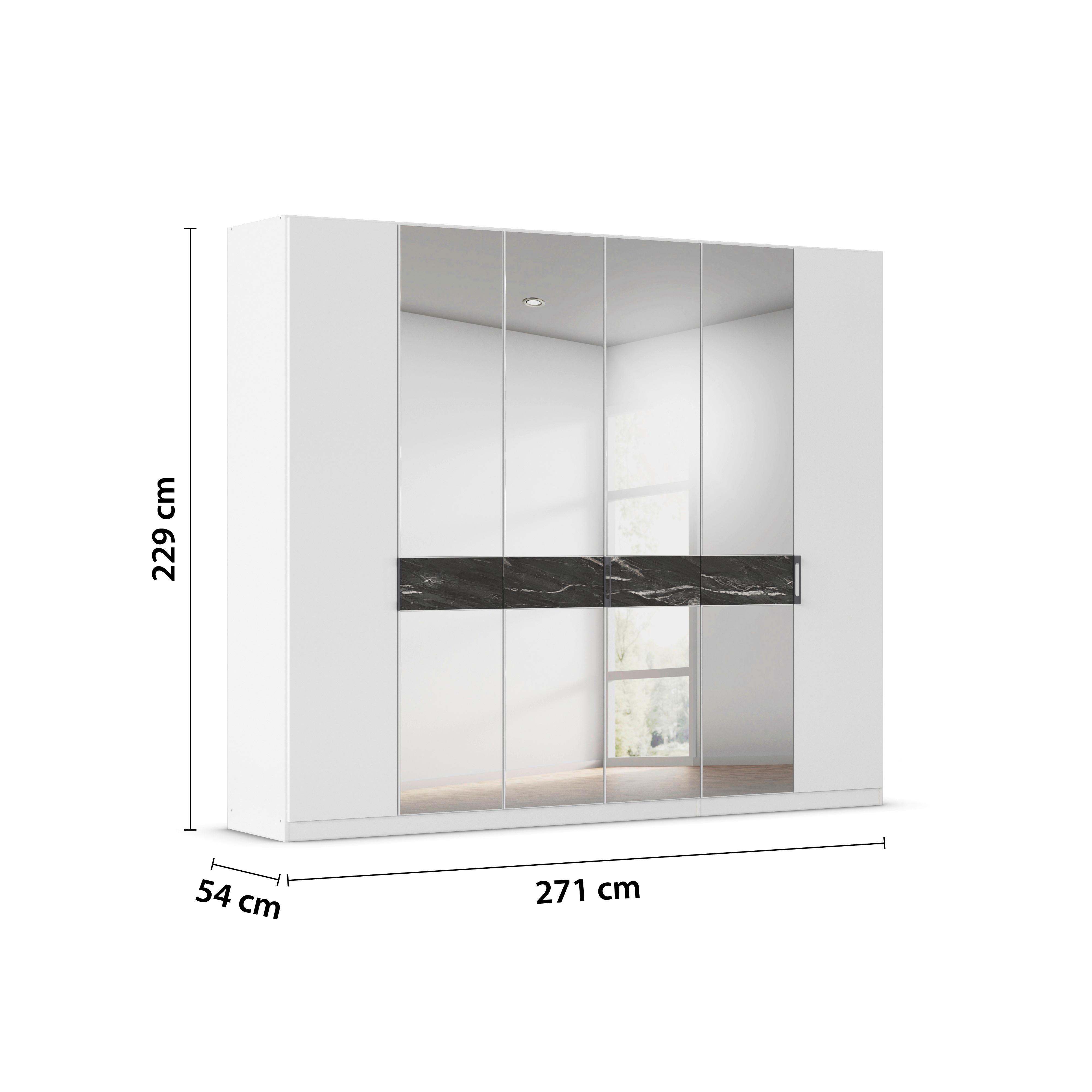Drehtürenschrank Versity-d Alpinweiß/marmoptik 6-Trg. - Silberfarben/Weiß, Trend, Holzwerkstoff (271/229/54cm) - James Wood