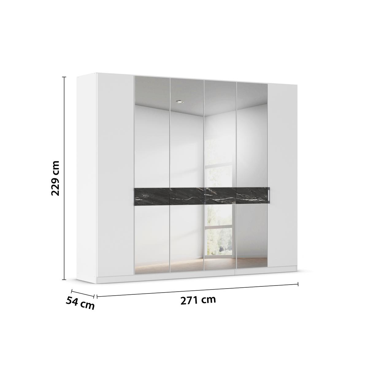 Drehtürenschrank Versity-d Alpinweiß/marmoptik 6-Trg. - Silberfarben/Weiß, Trend, Holzwerkstoff (271/229/54cm) - James Wood