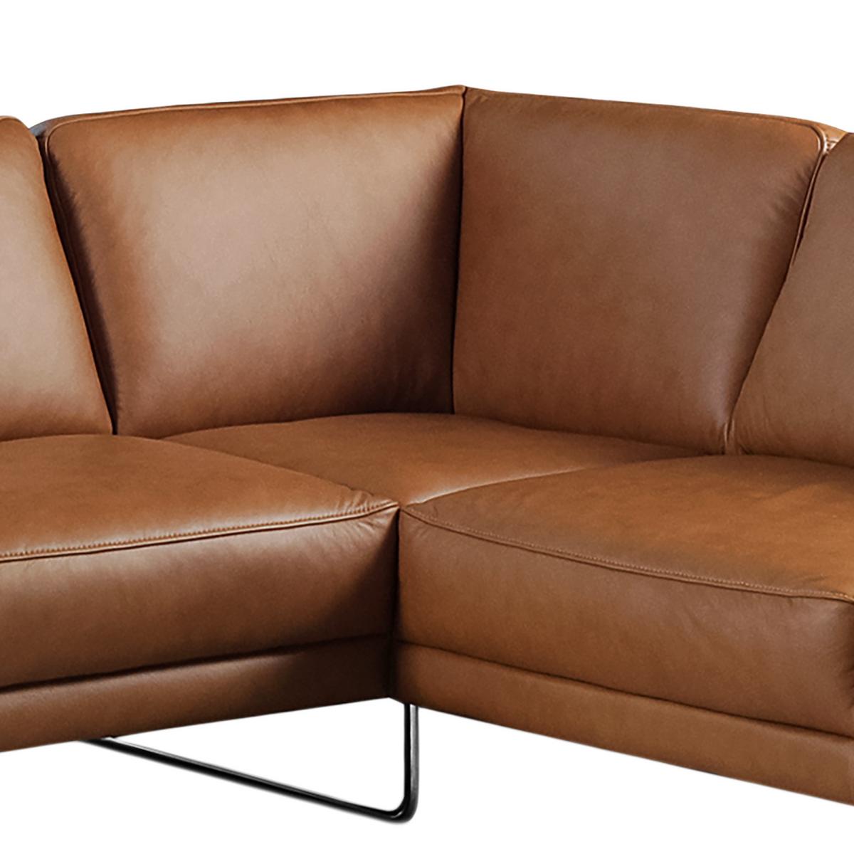 Ecksofa Spring Cognac Chrom S: 273x250 Cm - Chromfarben/Cognac, Design, Leder (273/250cm) - Livetastic