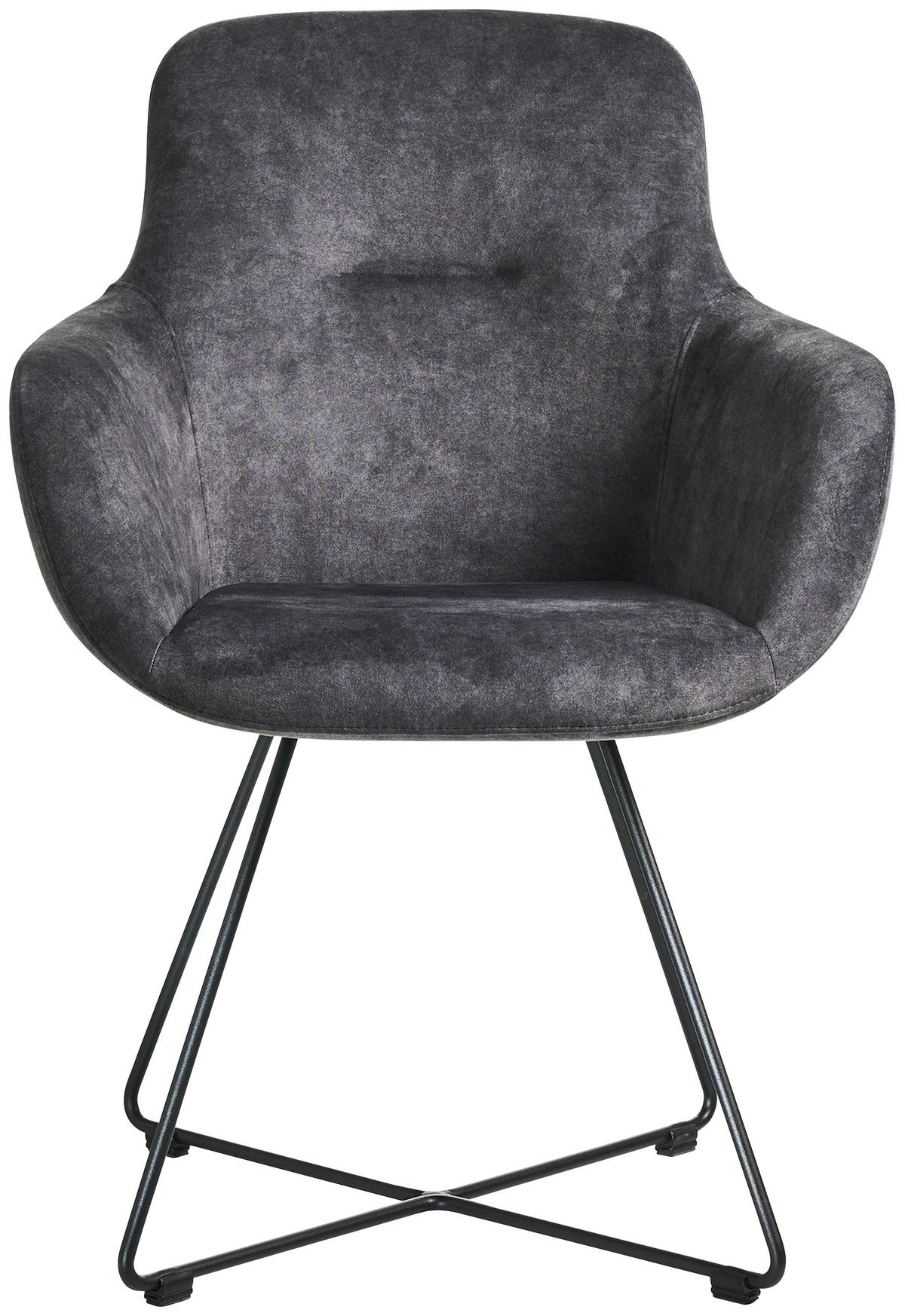 STOLIČKA S PODRÚČKAMI CROSS-CHA - čierna/sivá, Basics, kov/textil (62/89/61cm) - Celina Home