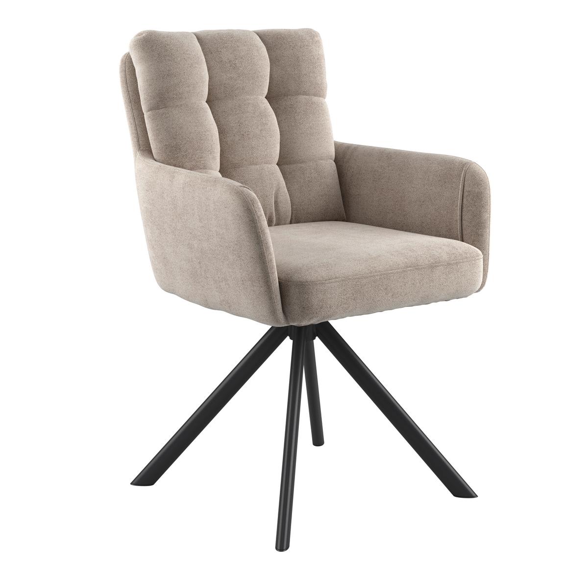 Armlehnstuhl Susan Braun Schwarz/Sitzfläche 360°drehbar - Schwarz/Braun, KONVENTIONELL, Holz/Textil (59/90/66cm)