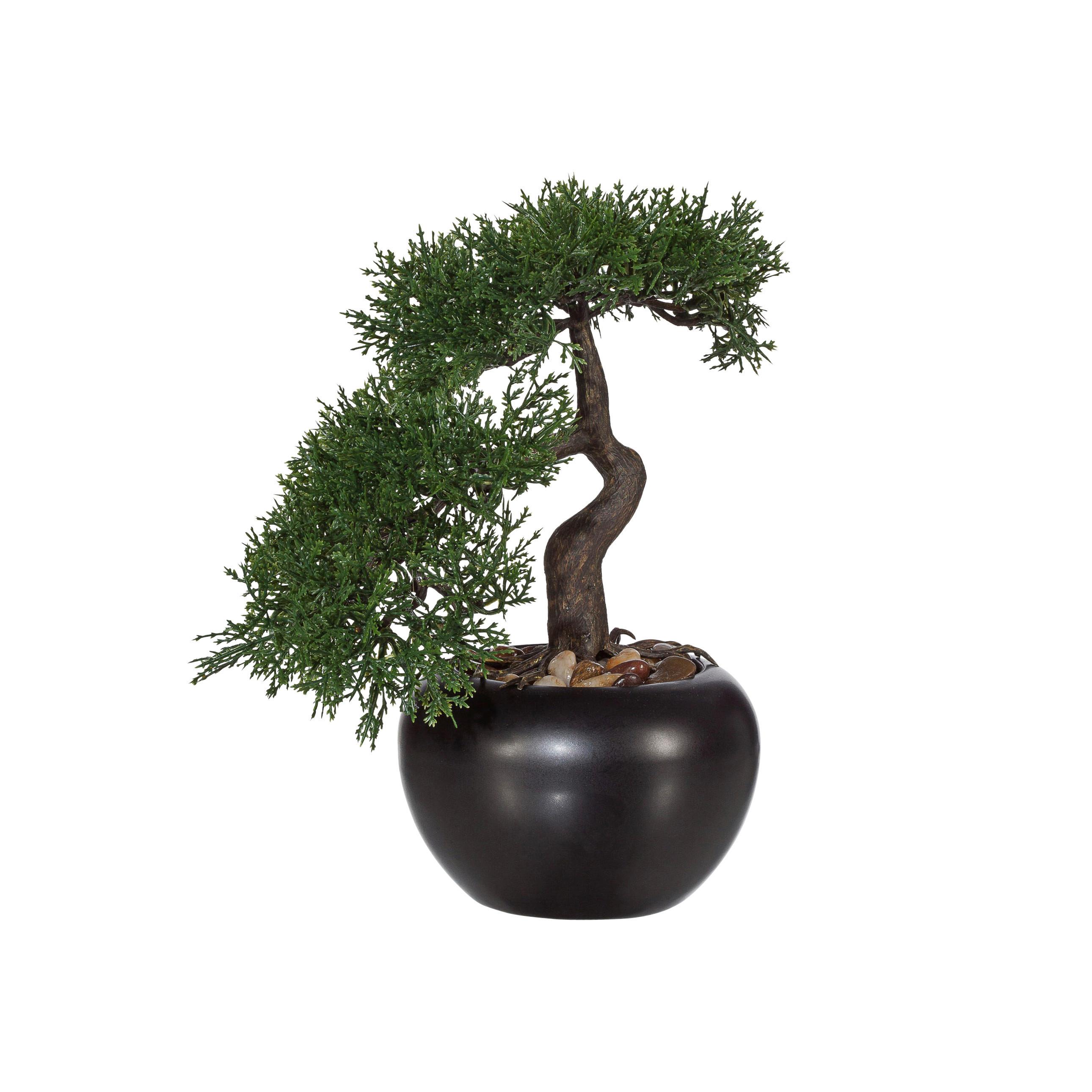Kunstpflanze, Bonsai inkl. Topf, H: 25 cm - Schwarz/Braun, Design, Keramik/Kunststoff (25cm) - P & B