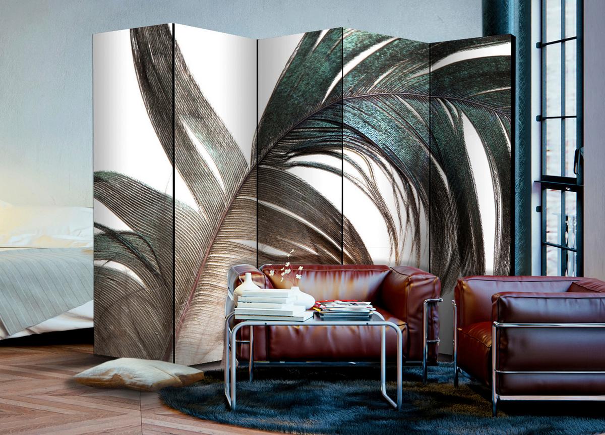 Paravent Mintgrün Ecru B: 225 cm - Ecru/Mintgrün, Basics, Holz/Textil (225/172/3cm) - artgeist