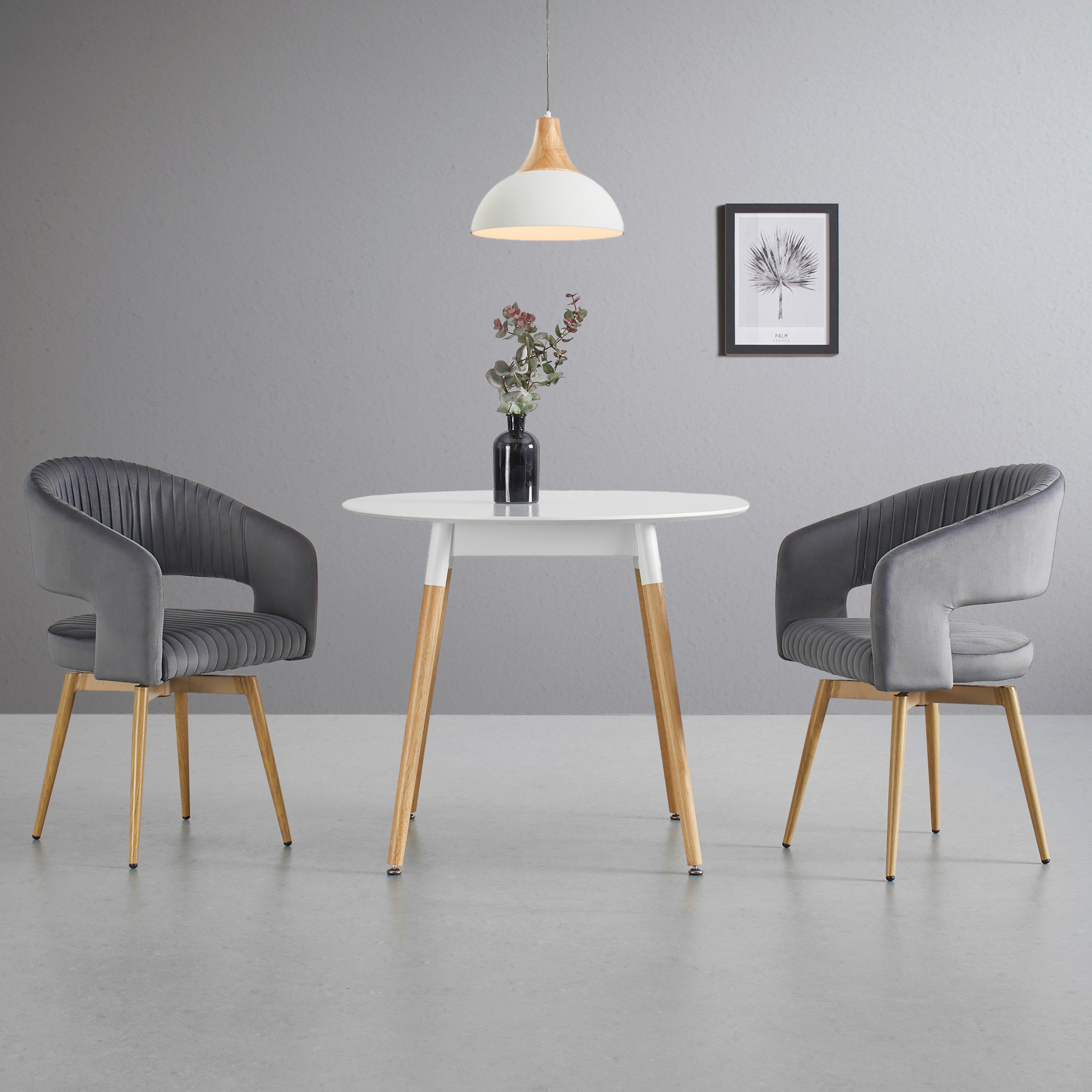 Jedálenský stôl GAIA 90 cm - biela/farba duba, Modern, drevo/kompozitné drevo (90/75cm) - Bessagi Home