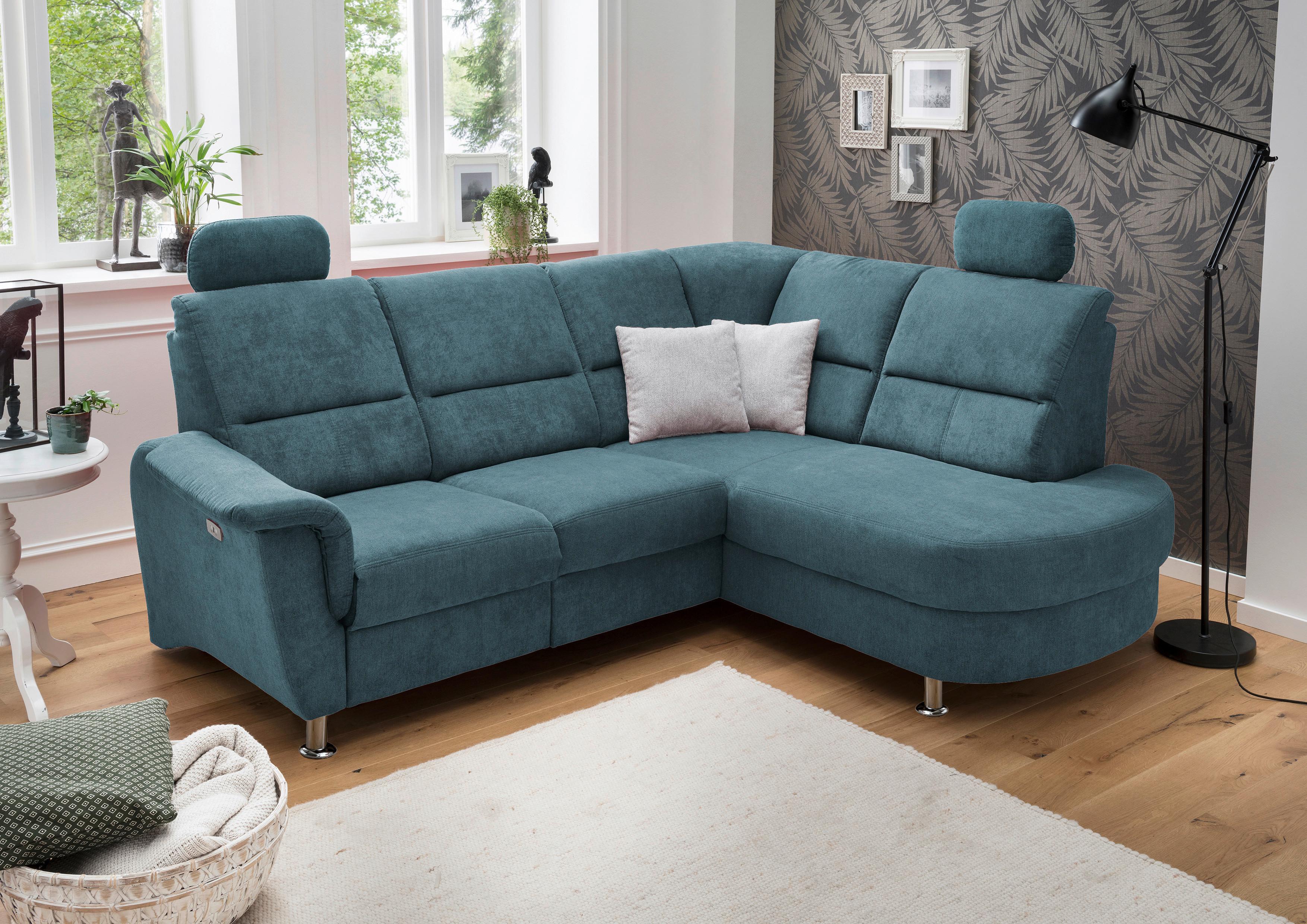 Ecksofa Parole Hellblau S:231/184 cm - Chromfarben, KONVENTIONELL, Textil (231/184cm) - Livetastic