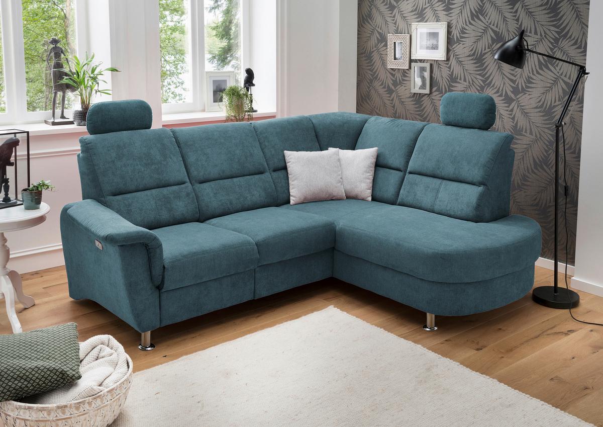 Ecksofa Parole Hellblau S:231/184 Cm - Chromfarben, KONVENTIONELL, Textil (231/184cm) - Livetastic