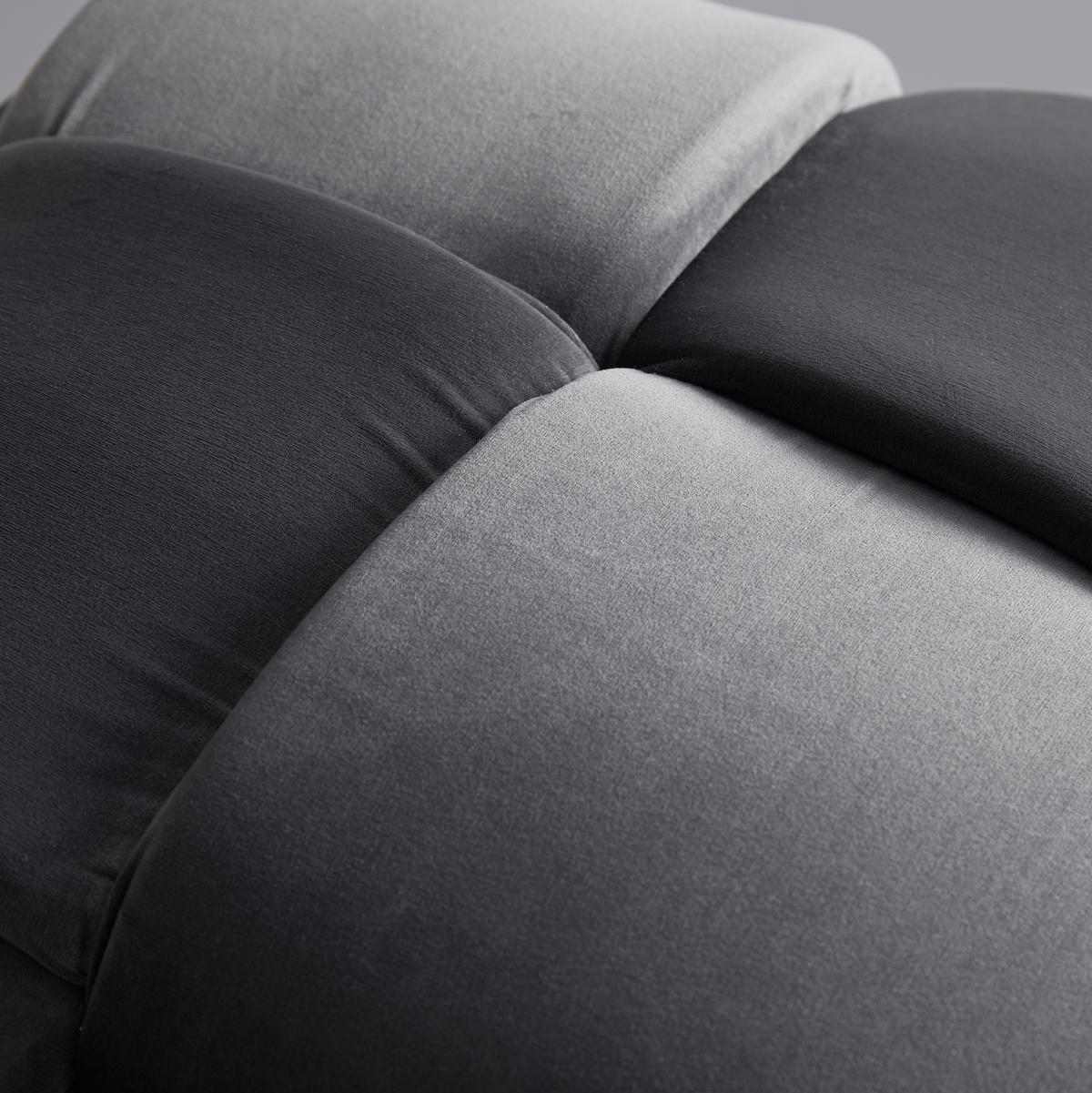 Taburet ELLA sivá zamat - čierna/sivá, Modern, drevo/textil (47/47/47cm) - Bessagi Home