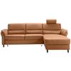 Ecksofa Cavoli, Cognac S: 279x176 cm - Cognac/Schwarz, MODERN, Textil (279/176cm) - Livetastic