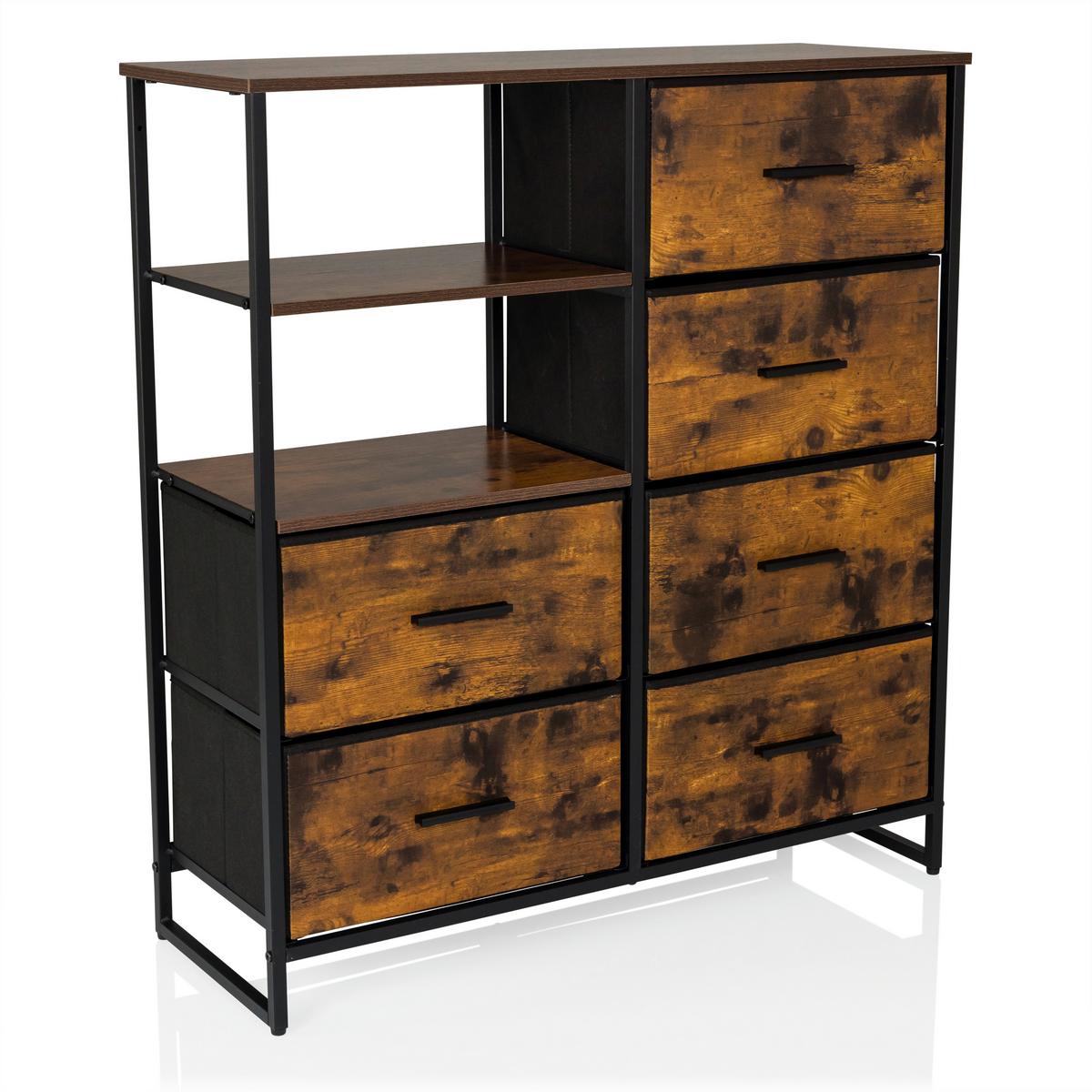 Kommode Ragala Eichefarben B: 84 Cm - Eichefarben/Schwarz, MODERN, Holzwerkstoff/Textil (84/92/30cm) - MID.YOU