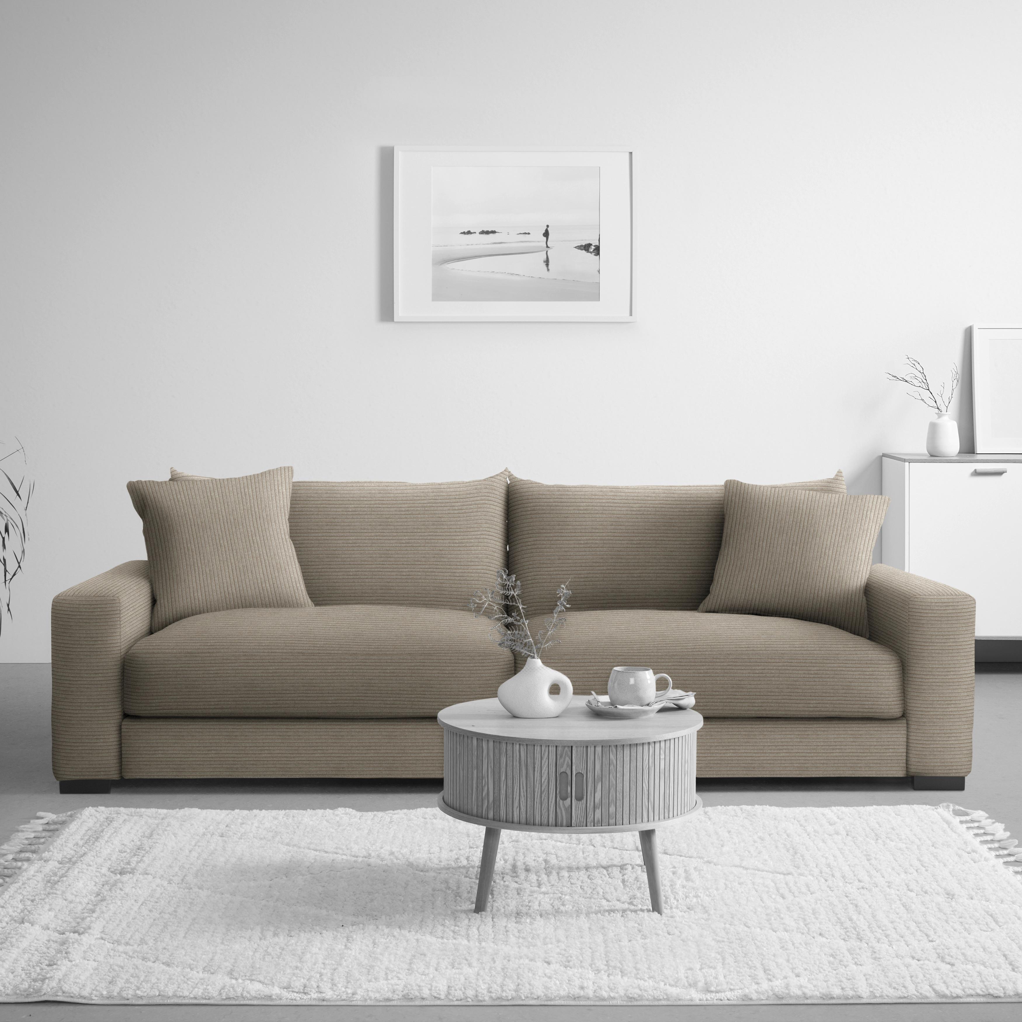 Mega pohovka PEDRO 1200, šedohnědý manšestr - šedohnědá, Moderní, kov/dřevo (261/83/124cm) - Mömax