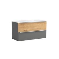 WASCHTISCHKOMBI Verona Grau/Wildeiche B: 100cm - Wildeiche/Weiß, Trend, Holzwerkstoff/Stein (100/54/47cm) - Held