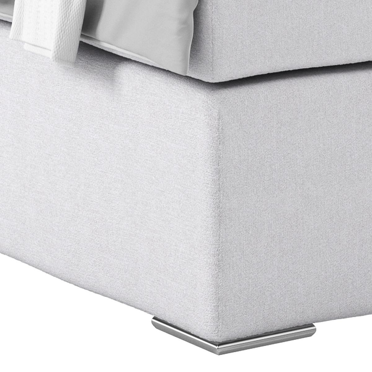 Postel Boxspring Nero, 160x200 cm, modro-šedá - barvy chromu/šampaňská, Konvenční, kov/textil (160/200cm)