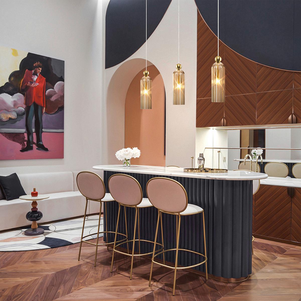 Pendelleuchte Antic - Cognac/Goldfarben, Trend, Glas/Metall (10/34,7/10cm) - MAYTONI