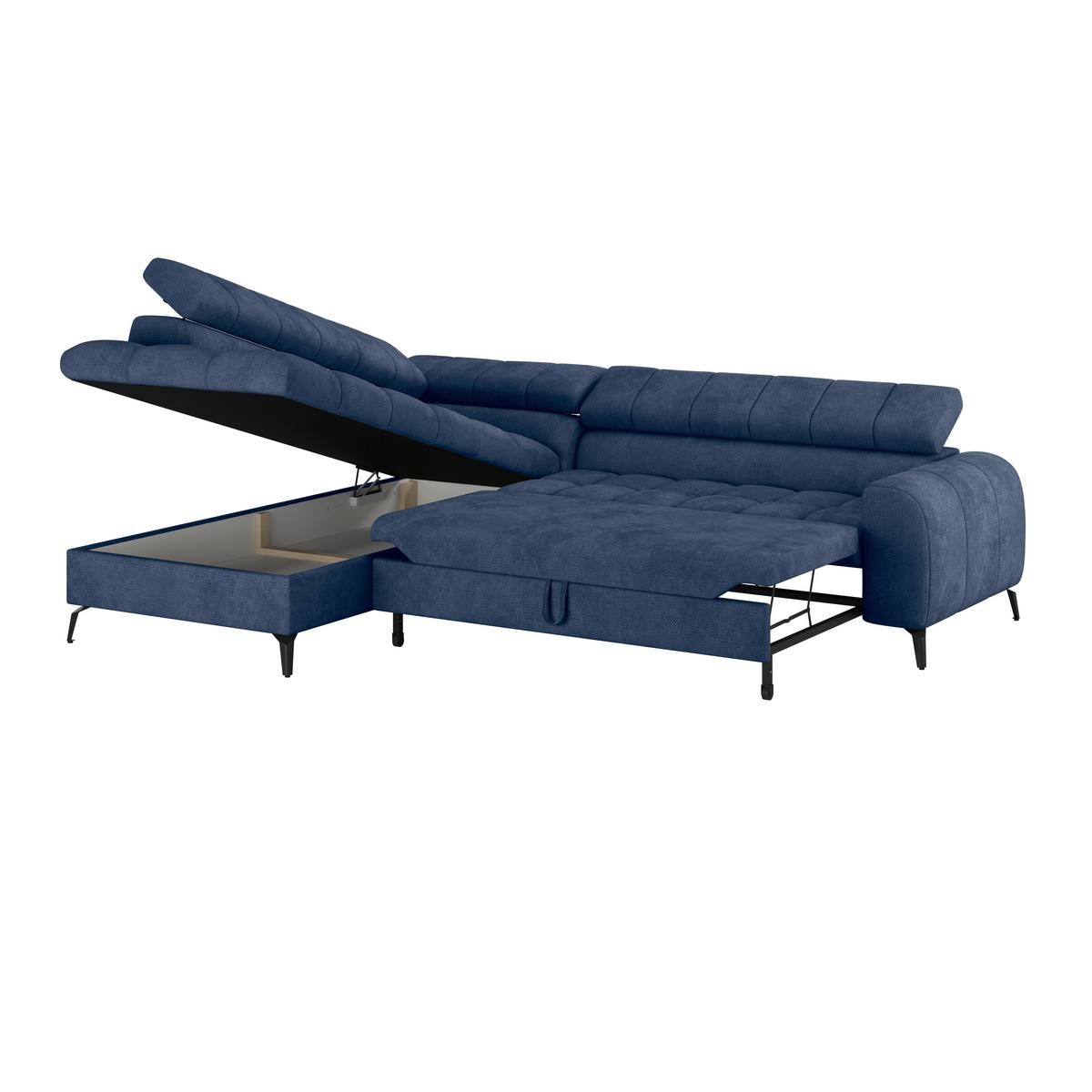 Ecksofa Mit Schlaffunktion & Bettkasten Volf Blau - Blau/Schwarz, Trend, Kunststoff/Textil (203/261cm)