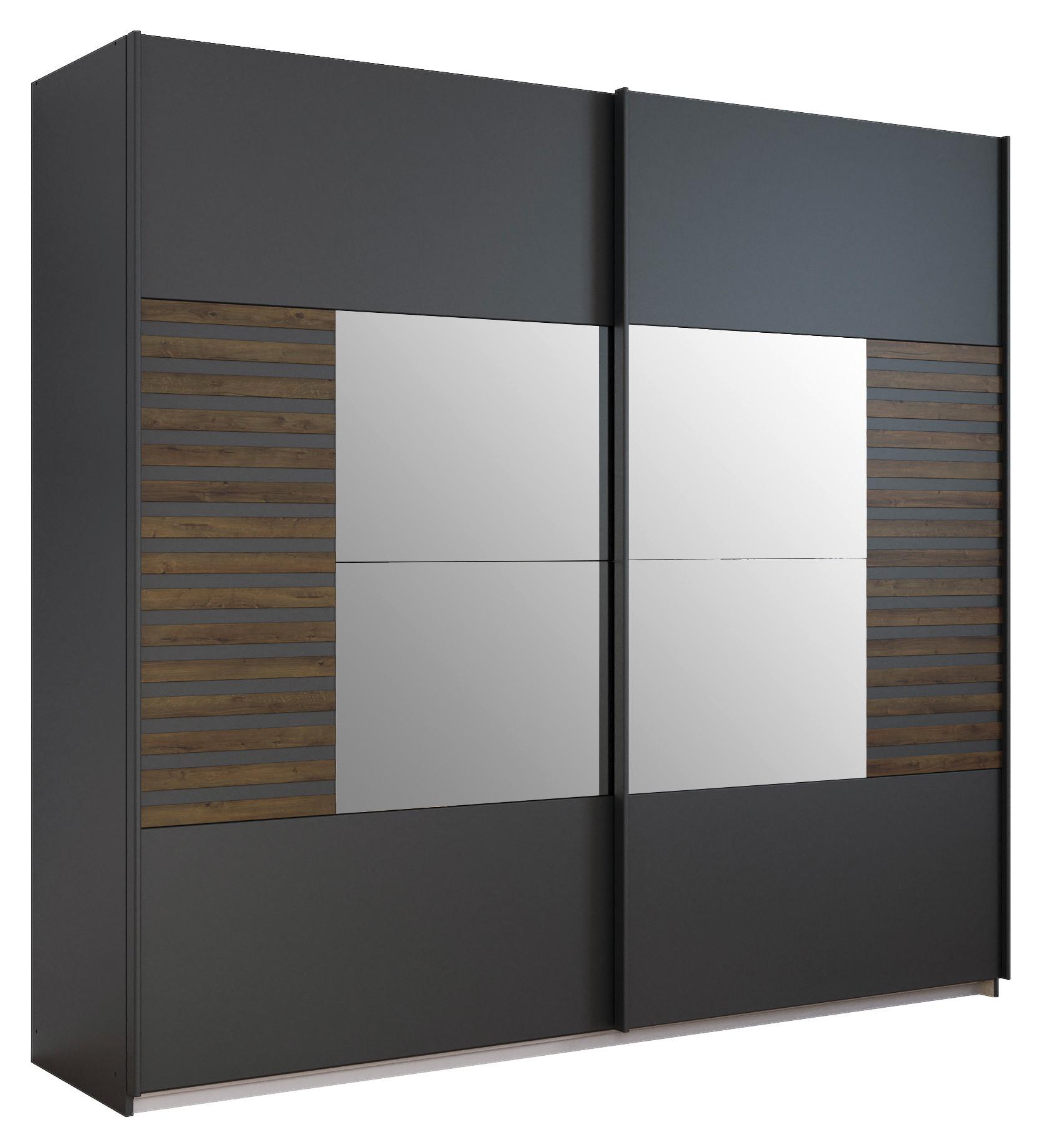 SCHWEBETÜRENSCHRANK Barea Dunkelgrau Eiche Dekor - Eiche dunkel/Dunkelgrau, MODERN, Holzwerkstoff (226/210/62cm) - Rauch Möbel
