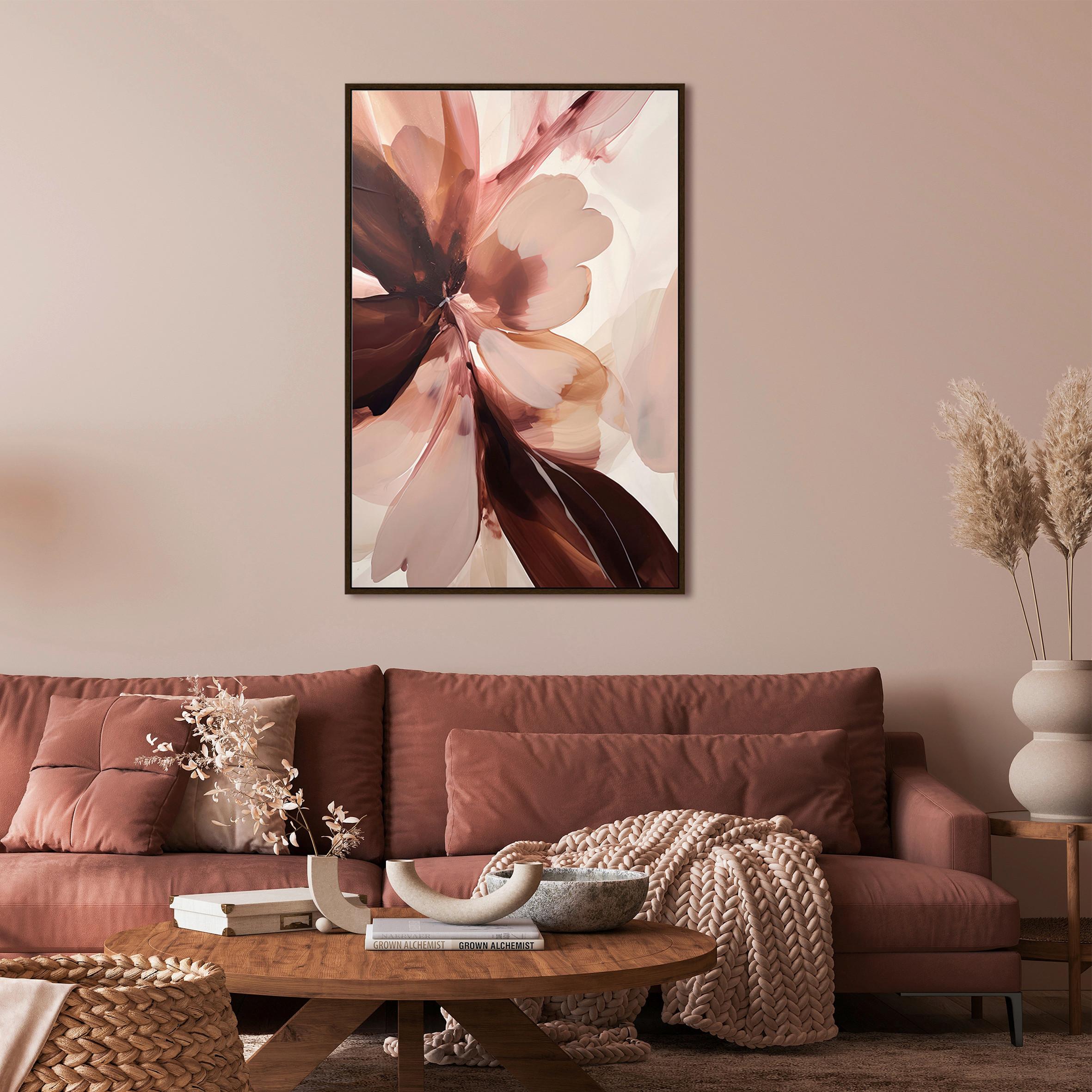 Obraz na plátně LOTTA, 60x90cm - pink/tmavě hnědá, Moderní, kompozitní dřevo/textil (60/90cm) - Premium Living