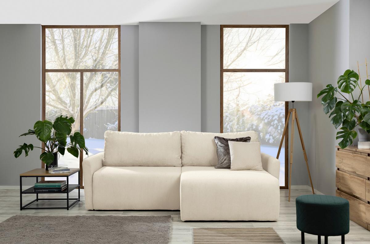 Ecksofa Mit Schlaffunktion Sonos, Beige 228x146 Cm - Ecru/Beige, MODERN, Textil (228/146cm)