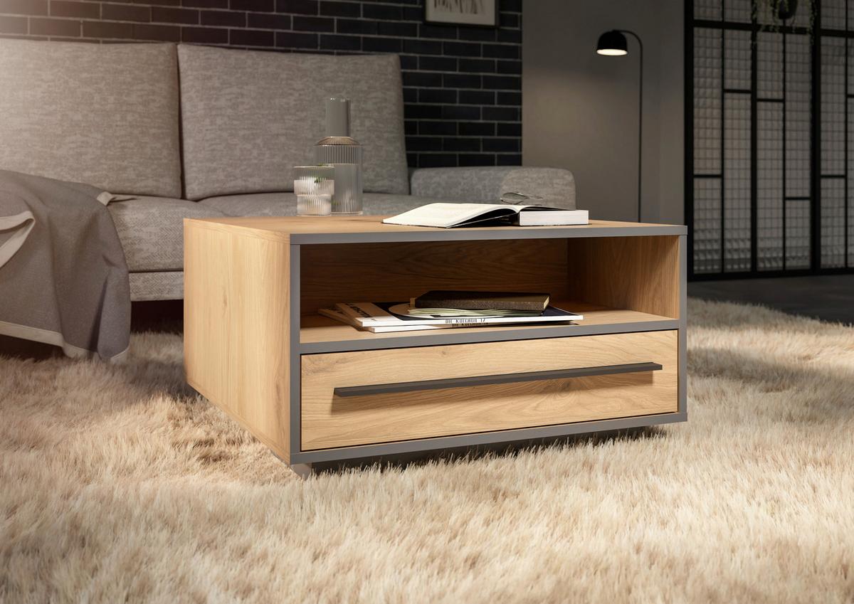 Couchtisch Nadiro B: 70 cm Wildeiche Dekor/Schwarz Matt - Eichefarben/Schwarz, Trend, Holzwerkstoff (70/39/70cm) - Livetastic