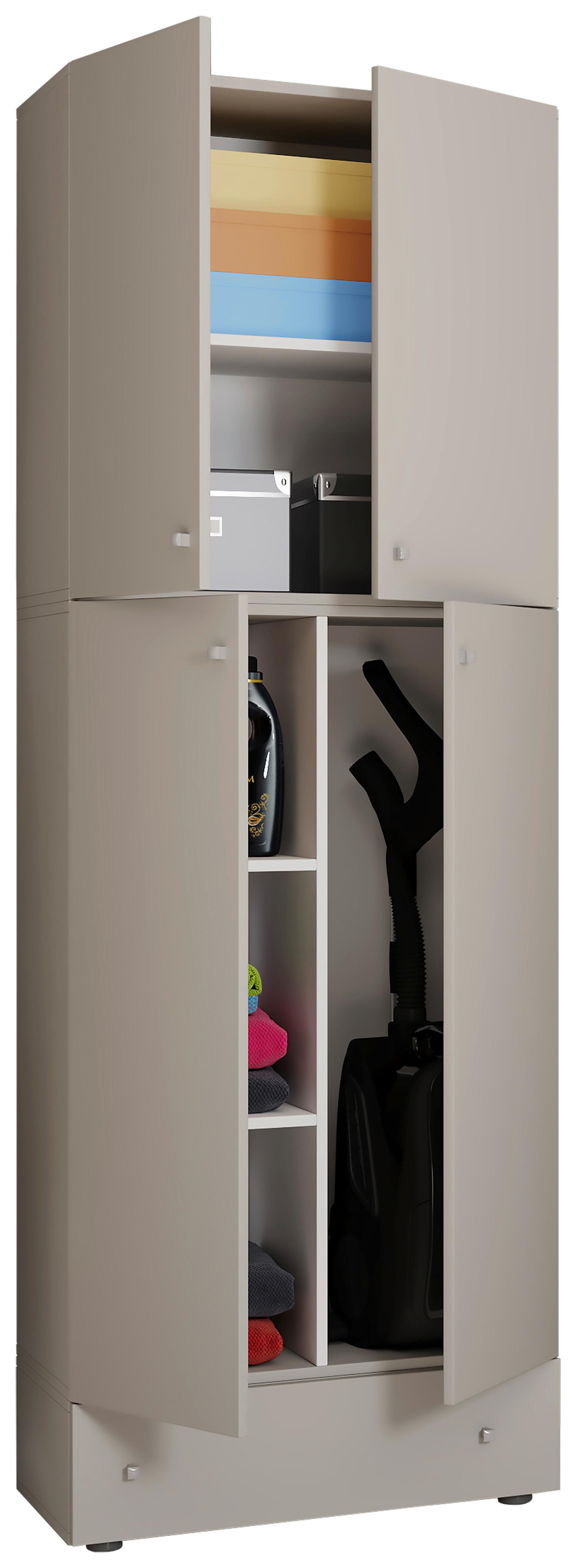 Mehrzweckschrank Lona Xxl Grau Stehend Bxh: 70/200 Cm - Schwarz/Grau, MODERN, Holzwerkstoff (70/200/39cm) - MID.YOU