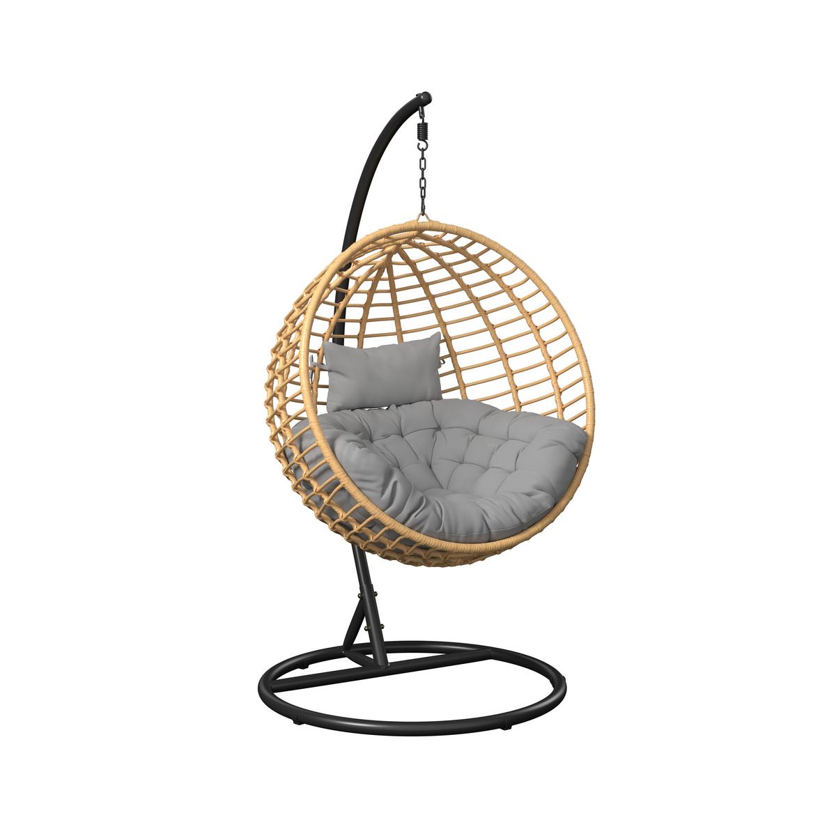 Hängesessel Ottawa - Schwarz/Naturfarben, Basics, Kunststoff/Textil (105/195/105cm) - Beldano