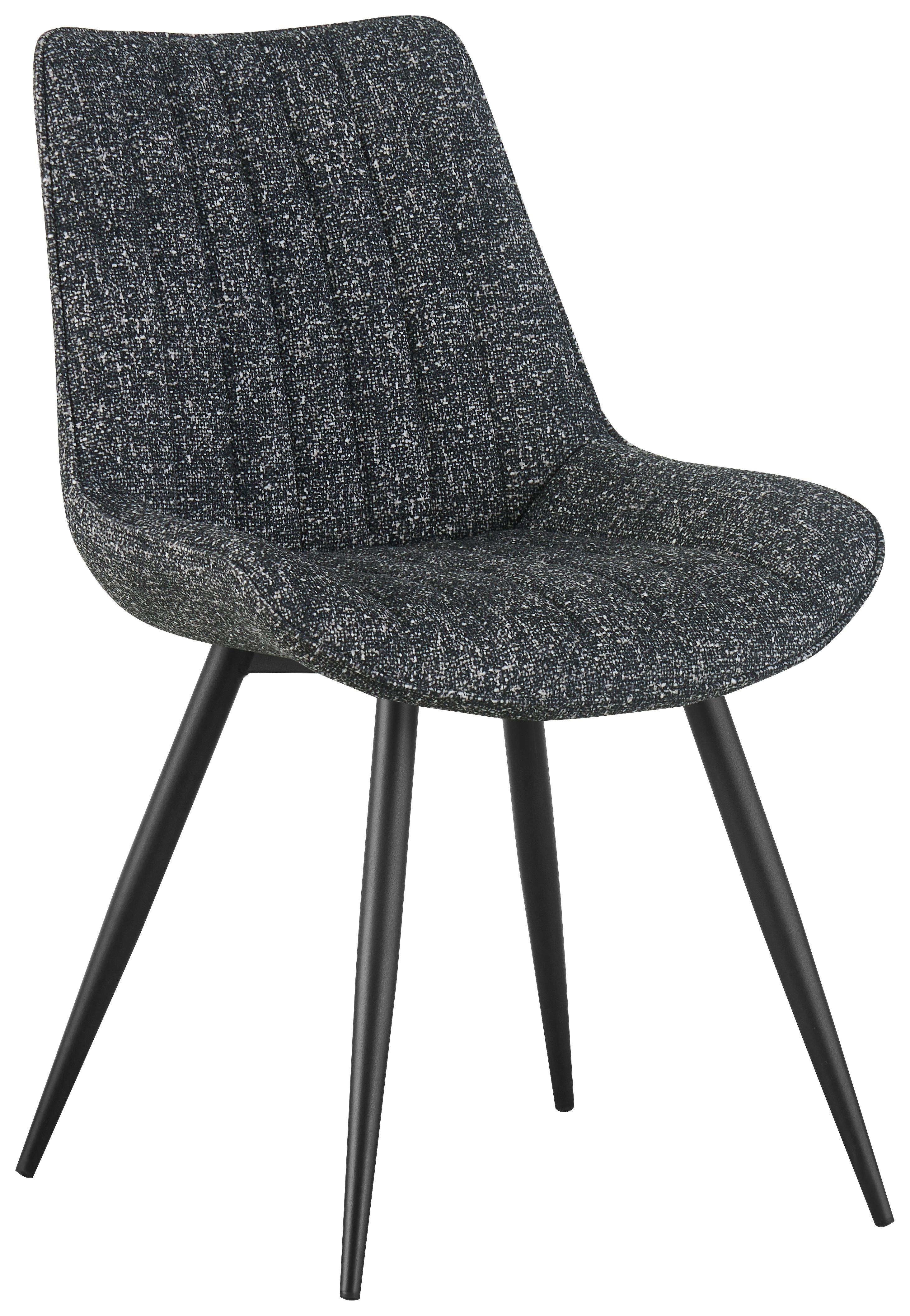 Vierfußstuhl Nikita Leinenoptik Anthrazit, B: 54cm - Anthrazit/Schwarz, KONVENTIONELL, Holz/Textil (54/88/61,5cm) - MID.YOU